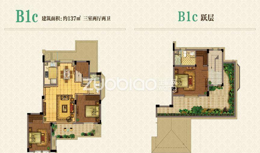  137方B1c户型三房两卫
